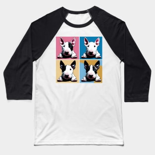 Pop Retro Bull Terrier Art  - Cute Puppy Baseball T-Shirt